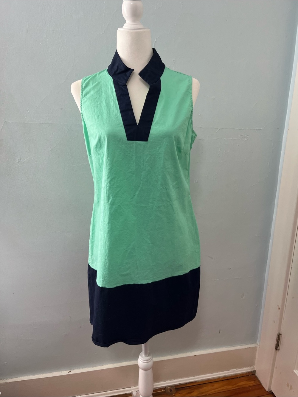 Sail to Sable Mint Green Dress with Navy Trim